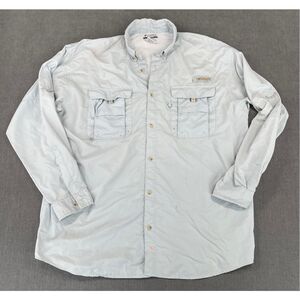 Columbia Fishing Shirt Men XL Blue Long Sleeve UPF Sun Protection Outdoor Vented